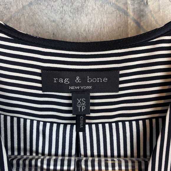 Rag and Bone Victor Silk Blouse in Black White Combo Size XS. - Picture 7 of 12